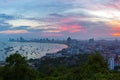 The building and skyscrapers in twilight time in Pattaya,Thailan