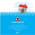 Building Soaking Under Flood Disaster Vector Illustration