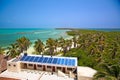 Building with a solar panel on the Isla Contoy, Mexico Royalty Free Stock Photo