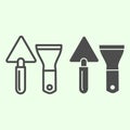 Building spatula line and solid icon. Trowel and putty knife or scraper outline style pictogram on white background