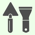 Building spatula solid icon. Trowel and putty knife or scraper glyph style pictogram on white background. Construction