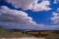 Building highway 6 near the village of Amiqam in the middle of green fields Israel Royalty Free Stock Photo