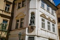 Building with Statue of Vaclav Budovce z Budova, Old Town, Prague, Czech Republic Royalty Free Stock Photo