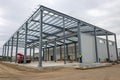 Building structure with prefabricated steel roof frame Royalty Free Stock Photo