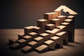 Building Success Step by Step, Wooden Blocks Ladder Depicting Positive Progression\
