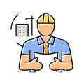 building superintendent repair worker color icon vector illustration