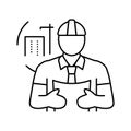 building superintendent repair worker line icon vector illustration