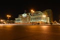 The building of the Supreme Court of the Azerbaijan Republic on Yusif Safarov Street in the evening. Baku Royalty Free Stock Photo