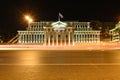 The building of the Supreme Court of the Azerbaijan Republic on Yusif Safarov Street in the evening. Baku Royalty Free Stock Photo