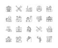 Building surveyors line icons, linear signs, vector set, outline concept illustration