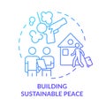 Building sustainable peace blue gradient concept icon