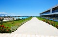 Building and swimming pool at modern luxury hotel Royalty Free Stock Photo