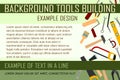 Building tools. Background for text. Construction, decoration, repair of houses, offices. Repair services. Tool kits. Sale Royalty Free Stock Photo