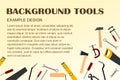 Building tools. Background for text. Construction, decoration, repair of houses, offices. Repair services. Tool kits. Sale, rent. Royalty Free Stock Photo