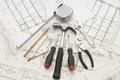 Building tools on the house project Royalty Free Stock Photo