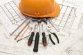 Building tools on the house project Royalty Free Stock Photo