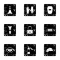 Building tools icons set, grunge style Royalty Free Stock Photo