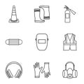 Building tools icons set, outline style Royalty Free Stock Photo