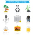 Building Tourism Icons Flat