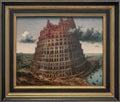 The building of the tower of Babel in Shinar Babylonia, 1568 framed painting by Pieter Bruegel the Elder