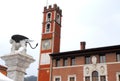 Building with tower and the winged lion in Marostica in Vicenza in Veneto (Italy)