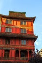 Building in traditional ancient Chinese style in center of Paris. Royalty Free Stock Photo