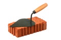 Building trowel and red brick Royalty Free Stock Photo