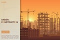 Building under Construction site design, Building construction prosess web template landing page vector illustration Royalty Free Stock Photo