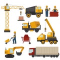 Building under construction, workers and Royalty Free Stock Photo