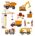 Building under construction, workers and Royalty Free Stock Photo