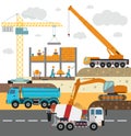 Building under construction, workers and Royalty Free Stock Photo