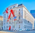Building with unusual modern decoration in Vienna, Austria