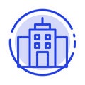 Building, User, Office, Interface Blue Dotted Line Line Icon