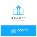 Building, User, Office, Interface Blue Outline Logo Place for Tagline