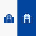 Building, User, Office, Interface Line and Glyph Solid icon Blue banner Line and Glyph Solid icon Blue banner