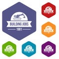 Building vacancy icons vector hexahedron