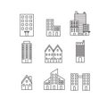 Building vector icons set, white background, vector
