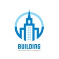 Building - vector logo template concept illustration. Real estate abstract symbol. Construction creative sign. Tower icon.