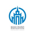 Building - vector logo template concept illustration. Real estate abstract symbol. Construction creative sign. Tower icon.