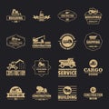 Building vehicles logo icons set, simple style Royalty Free Stock Photo
