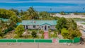 Building at the village at the Maamigili secluded tropical island at the Alif Dhaal Atoll at the indian ocean Royalty Free Stock Photo