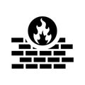 Building wall burning icon / black color