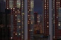 Building windows at night. Abstract urban skyscraper Royalty Free Stock Photo