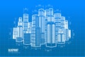 Building wireframe. 3d render city. Royalty Free Stock Photo