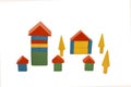 Building from wooden colourful blocks