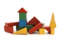Building from wooden colourful childrens blocks Royalty Free Stock Photo