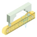 Building work icon isometric vector. Arch project and large foldable ruler icon