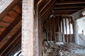 Building work underway in a suburban Edwardian house in Pinner, northwest London UK. The builder is taking the house back to brick Royalty Free Stock Photo