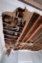 Building work underway in a suburban Edwardian house in Pinner, northwest London UK. The builder is taking the house back to brick Royalty Free Stock Photo