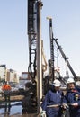 Building workers inside construction site